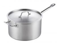 Stainless steel deep saucepan with sandwich bottom & lid