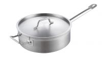 Stainless steel shallow saucepan with sandwich bottom & lid