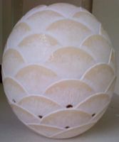 Hand carved ostrich egg lamp shade