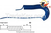 Blue Dia 8mm Spring Spiral Recoil Flexible Plastic PU air hose for Pneumatic system