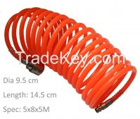 Red Dia 8mm Spring Spiral Recoil PE air hose for Pneumatic system