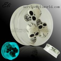 Sell Acrylic Glow in Dark Ear Plug with Skulls Inlay