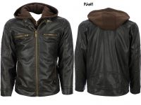 Leather hood jacket