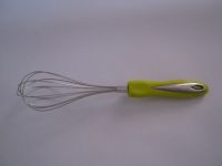 egg whisk, green plastic handle whisk