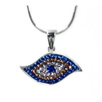 Sell Sterling Silver Evil Eye Necklace, almond shaped eye