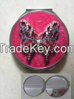 Diamonded Butterfly Epoxy Compact Mirror