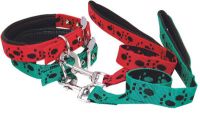 Sell paw print padding dog collar and leash
