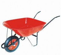 Wheelbarrow with heavy-duty metal tray