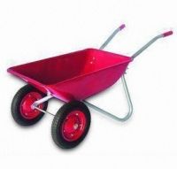 Wheelbarrow with Steel Tray, Twin Wheel and Powder-coated Frame