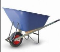 Wheel Barrow with Galvanized Undercarriage and Wooden Wedges for Load Strength