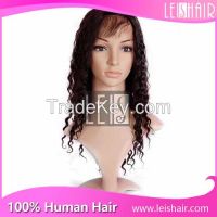 Factory price brazilian virgin remy hair curly full lace wig