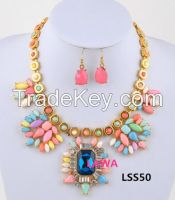 Wholesale Woman handmade statement necklace earrings set LSS50