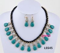 new design Woman handmade  water drop necklace earrings set LSS45