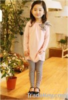 Girls striped long-sleeved suit big bow 829 #