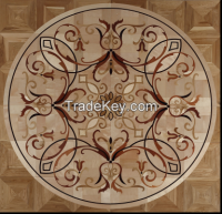 Custom design wood Inlays medallion parquet pattern flooring
