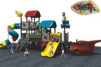 Kids play outdoor playground