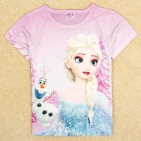 Sell Frozen Girls Print Short Sleeve Tee K5245#