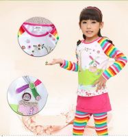 Sell Embroidery Lovely Long Sleeve Tee F1411#, girls t-shirt, kids winter t-shirts, childrens t shirts