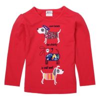 Sell Embroidery Cartoon Long Sleeve Tee F4811#, girls t-shirt, kids winter t-shirts, childrens t shirts