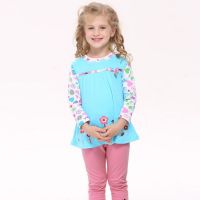 Sell Embroidery Floral Print Tee H2762#, girls t-shirt, kids winter t-shirts, childrens t shirts