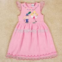 Sell Summer Print Pink Lace Princess Dress H4938#