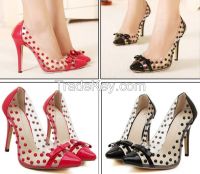 2015 new design for lady women high heels TPU upper with Rivet and Rubber outsole Pointed toe