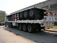 Promo Flatbed Manual Semi Trailer Trucks 4 Axles with Four Double Air Chamber