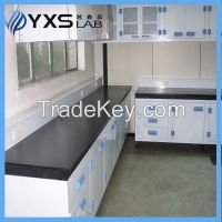 Laboratory adjustable feet corner bench with under cabinet