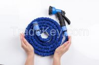 Expandable Garden Hose & Spray Nozzle Combo- 50 Foot - Best Water Hose - Blue, Collapsible, Lightweight, & Rubber