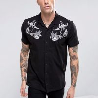2017 New Model Embroidered Shirt For Men In Black