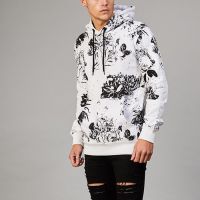 Oem High Quality New Style Casual Silk Printed White Men Hoodie