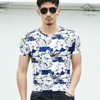 Hot Round Neck Short Sleeves Fancy Printed T-Shirt Men