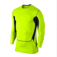 Hot sale lycra long sleeve O neck gym sport football dry fit man t shirt