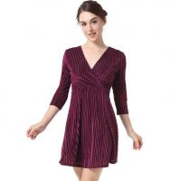 Wholesale three quarter sleeve v neck halter women dress