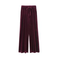 Factory sale plus elastic belt blank velvet baggy warm casual woman trousers