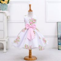 Best Seller Cheap Clothes Girls Wedding Dress Cute Rose Printed Baby Party Dresses