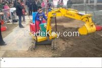 kids mini coin operated amusement excavator for ride rotating 180 degrees
