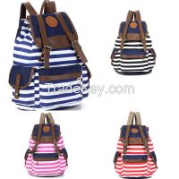 2015 fashion printing stripe canvas backpack for shoulder bag and day packing