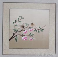 Wholesale Chinese handmade silk embroidery flowers & birds home decor