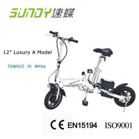 12" mini folding elecric bicycle Luxury A duo disk brake-White