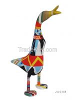 Crazy Duck!!  Hand Carved Bamboo Root with Hand painted