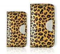 Nizwell Leopard Wallet Phone Case Enamel Diamond Cubic Holder Woman Wallet Phone Case
