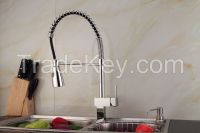 Kitchen Faucet pull out Chrome Solid Brass Water Power Faucet Vessel Sink Mixer Tap