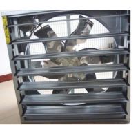 Window mounted louvered exhaust fan for poultry farm
