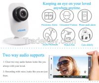 Wireless HD 720P White Mini IP Camera, Wi-Fi Camera with 2-Way Audio and Night Vision