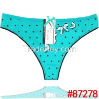 dotted laced cotton thong with bow Underpants g-string sexy lady panties women underwear t-back hot lingerie intimate