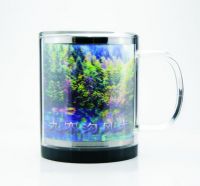 Custom-made glass mug with built-in Jiuzhaigou Valley scroll