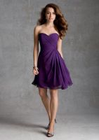 2014 New Custom Made Red/Purple Satin Chiffon Pleat A-Line Bridesmaid Dress Party Dress Prom Dress