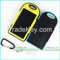 ANIMUSS ELE  Hot!Power Bank 5000mAh Waterproof Solar Charger Dual USB Powerbank External Battery for iphone/Samsung/HTC/LG Smart Phone