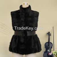 2015 winter new arrival mink fur women's black coat with belt